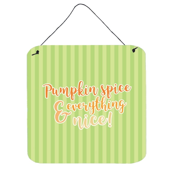 Fall Pumpkin Spice Green Stripe Wall or Door Hanging Prints