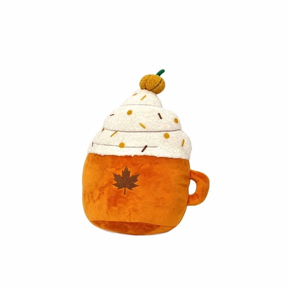 Fall Pumpkin Spice Mug Pillow Maple Leaf Cup Stuffed Cushion With Whipped Cream Mini Pumpkin Thanksgiving Decor
