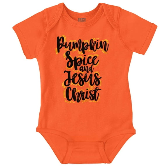 Fall Pumpkin Spice and Jesus Christ Bodysuit Jumper Girls Infant Baby Brisco Brands 24M