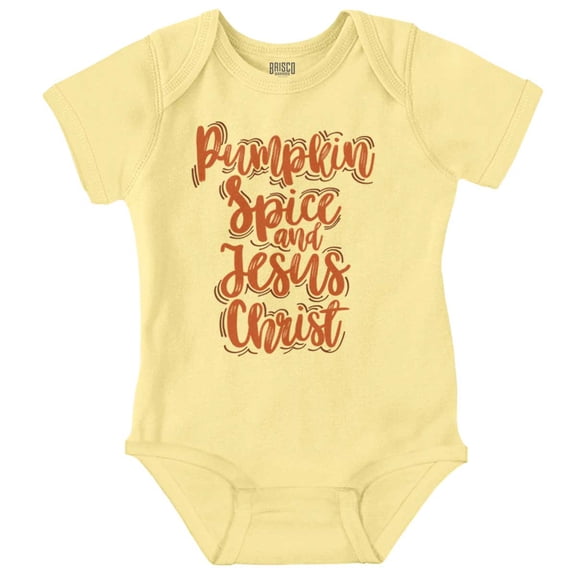 Fall Pumpkin Spice and Jesus Christ Bodysuit Jumper Girls Infant Baby Brisco Brands 6M