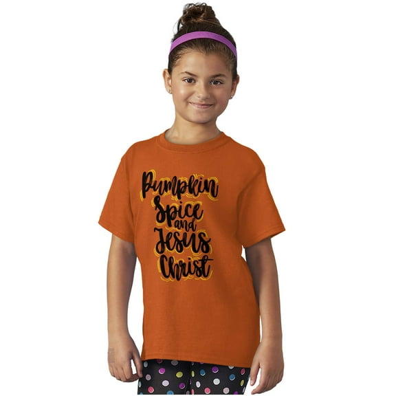 Fall Pumpkin Spice and Jesus Christ Girls Kids T Shirt Tees Teen Brisco Brands M