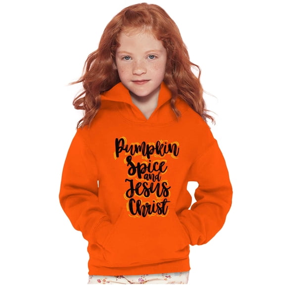 Fall Pumpkin Spice and Jesus Christ Kids Hoodie Sweatshirt Girls Teen Brisco Brands XS