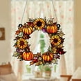 thumbnail image 1 of Fall Pumpkin Sunflower Wreath Wavy Acrylic Window Hanging, Autumn Leaf Suncatcher Decor for Thanksgiving or Halloween Home Decoration, 1 of 5