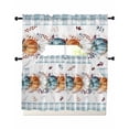thumbnail image 1 of Fall Pumpkin Swag Curtains for Living Room/Bedroom Windows, Thanksgiving Leaves Retro Blue Plaid Farm Kitchen Curtains and Valances Set 36 Inch Length, Light Filtering Swags Valance Curtain Panels, 1 of 5