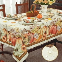 Fall Pumpkin Table Cloth Rectangle 60x60 Inches (Harvest Pumpkin Pattern Spillproof, Wrinkle Free Tablecloths, Fabric Table Cover for Thanksgiving Autumn Dinner Banquet Party Decoration)