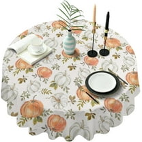 Fall Pumpkin Table Cloth, Suitable Party and Holiday Round Table Cover Decor. Thanksgiving and Harvest Day Picnic Kitchen Farmhouse Indoor Outdoor Home Furnishingsn 60x60 inch.