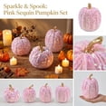 thumbnail image 1 of Fall Pumpkin Table Decor Velvet-Look Ornament, Textured Halloween Accent for Mantel, Shelf, Entryway Display, 1 of 9