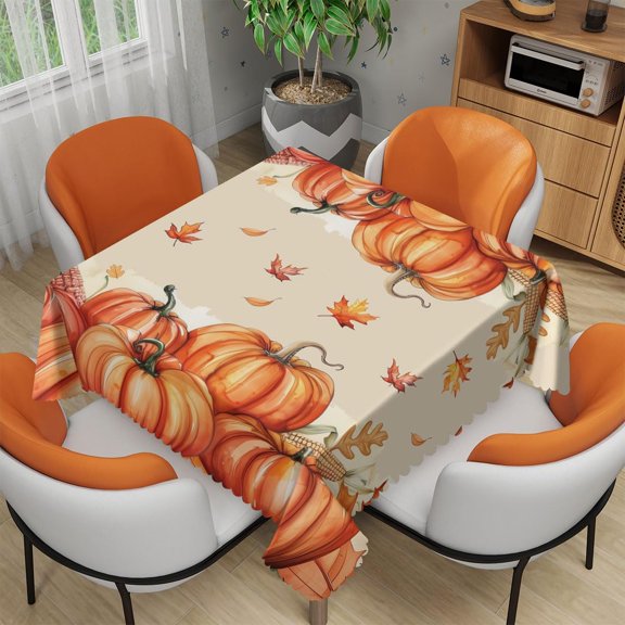 Fall Pumpkin Tablecloth 54x54 Inch Square Thanksgiving Autumn Harvest Table Cloth Polyester Table Covers for Kitchen Dining,Small Tablecloth for Parties Picnic
