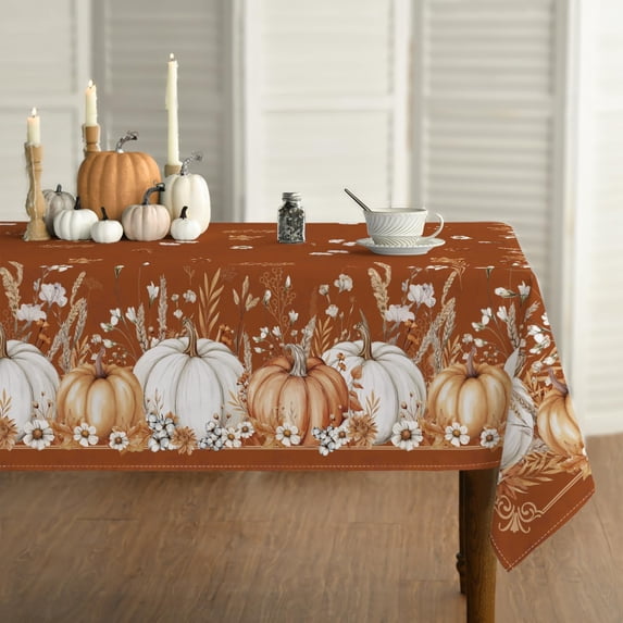 Fall Pumpkin Tablecloth 60 x 120 Inch Table Cloth Covers, Stain ...