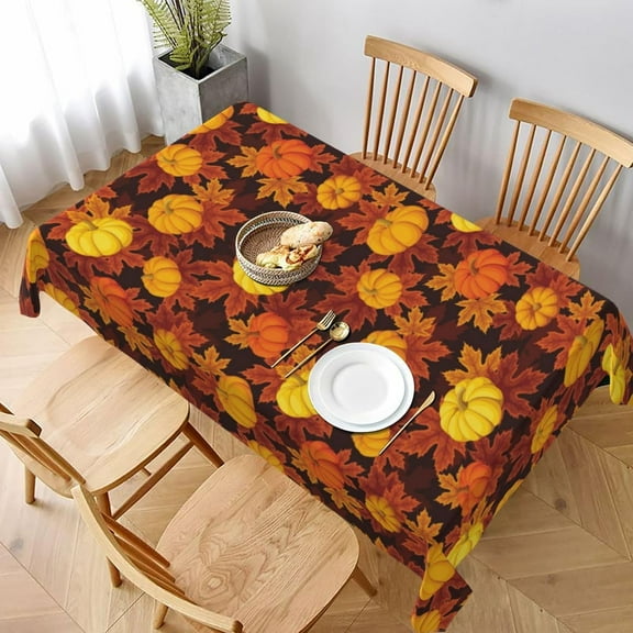 Fall Pumpkin Tablecloth 60x104 Inch Rectangle Autumn Thanksgiving Table Cloth Dust-Proof Wrinkle Resistant Rustic Tablecloth for Holiday Kitchen Dining Room Party Picnic Indoor Outdoor…