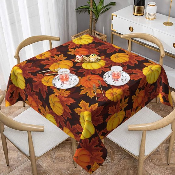 Fall Pumpkin Tablecloth 60x60 Inch Square Autumn Thanksgiving Table Cloth Dust-Proof Wrinkle Resistant Rustic Tablecloth for Holiday Kitchen Dining Room Party Picnic Indoor Outdoor\u2026