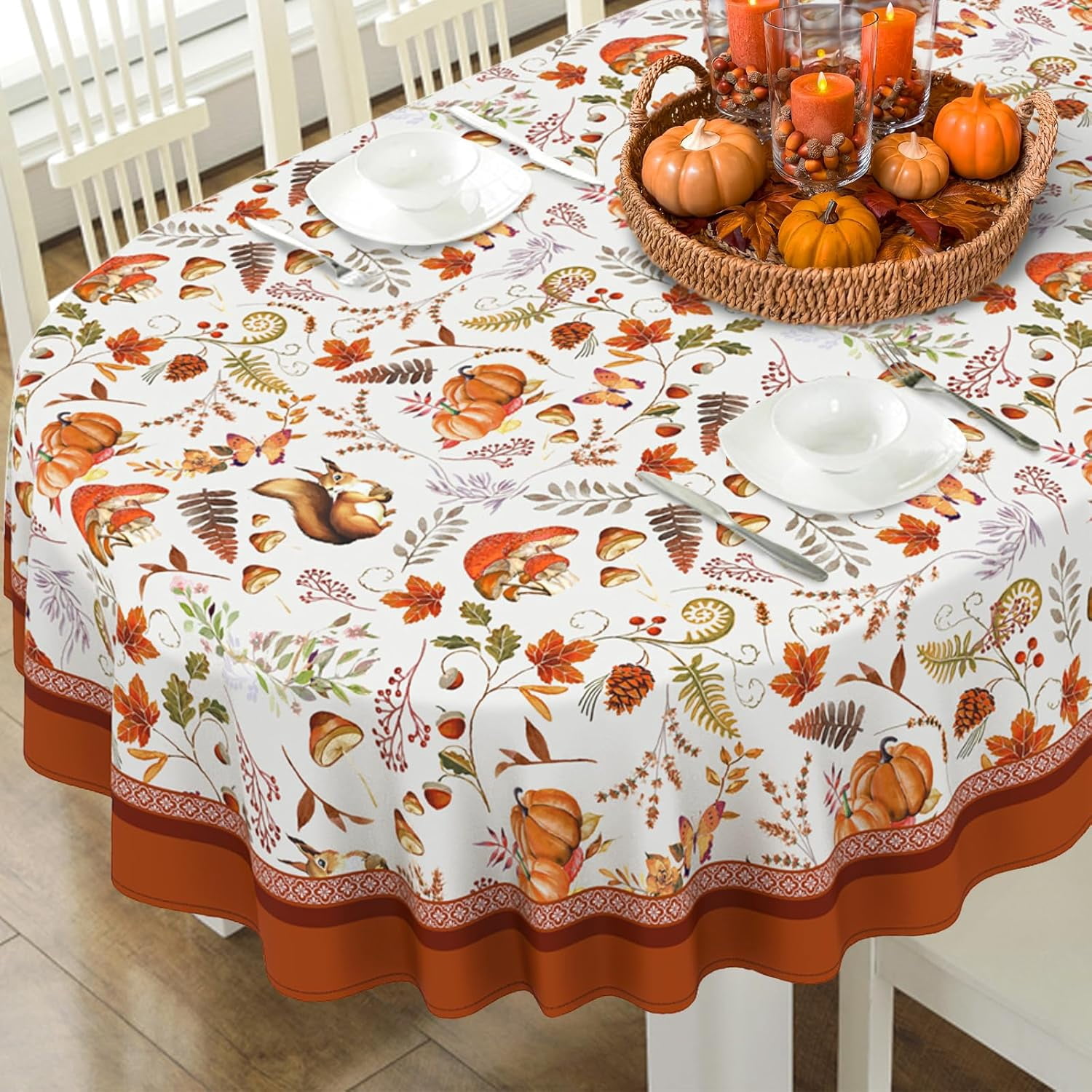 Fall Pumpkin Tablecloth Autumn Thanksgiving Table Cloth, Waterproof ...