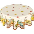 thumbnail image 1 of Fall Pumpkin Tablecloth Round 60 Inch Thanksgiving Autumn Leaf Table Cloth Washable Sunflower Maple Leaves Harvest Table Cover Decorative for Home Kitchen Dining Indoor Outdoor Party Picnic, 1 of 6