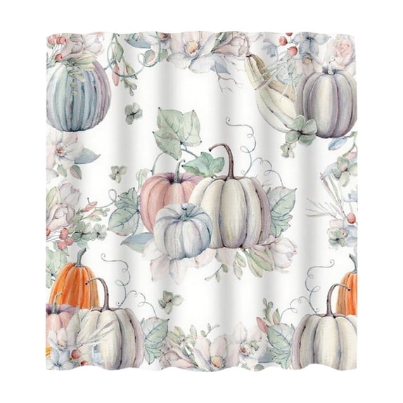 Fall Pumpkin Thickened Waterproof Shower Curtain, Heavy-Duty Fabric Bath Curtain with Rustproof Grommets for Rod, Soft Autumn Maple Leaf Print Bathroom Shower Curtain for Thanksgiving Halloween Decor