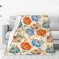 thumbnail image 1 of Fall Pumpkin Throw Blanket 50"x60" Leaf Blanket Teal Orange Vintage Autumn Pumpkin Thanksgiving Sofa Couch Decor Gifts To Friend Women Vintage Autumn Cozy Fuzzy Plush Throw Blanket Bed Chair Decor, 1 of 6