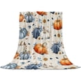 thumbnail image 1 of Fall Pumpkin Throw Blanket for Couch,Lightweight Flannel Fleece Blanket,Thanksgiving Autumn Daisy Rustic Leaves Beige Microfiber Plush All Season Decorative Blankets for Sofa Office Travel 40"x50", 1 of 9
