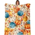 thumbnail image 1 of Fall Pumpkin Throw Blanket for Couch 50"x60", Cozy Flannel Autumn Leaves and Berries Fall Blankets and Throws Decor Gifts for Women Girls, 1 of 6