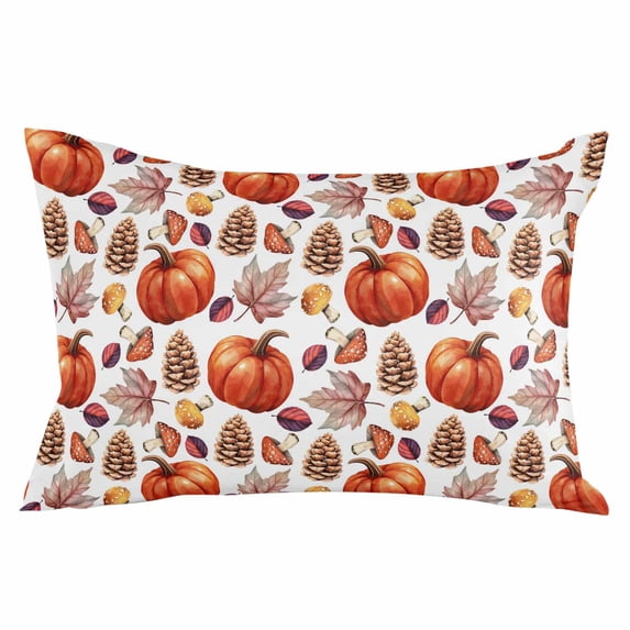 Fall Pumpkin Throw Pillow Cover 24 x 36 Inch Decorative Pillow Cover Thanksgiving Orange Maple Leaves Country Lumbar Pillowcase Seasonal Rectangle Cushion Case for Couch Sofa Bed Living Room