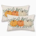 thumbnail image 1 of Fall Pumpkin Throw Pillow Covers 12x20 Inch Set of 2, Orange Pumpkins Decoration Throw Pillow Covers Eucalyptus Leaves Thanksgiving Outdoor Cushion Cover for Sofa Couch Farmhouse Room Bed Decor, 1 of 6