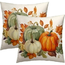 Fall Pumpkin Throw Pillow Covers 16x16 Inch Set of 2 Autumn Leaves Couch Pillow Cases Soft Square Couch Sofa Pillows for Living Room Patio