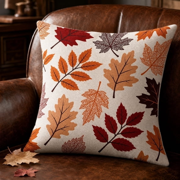 Fall Pumpkin Throw Pillow Covers 18"x18", Single Fall Decorative Cushion Case with Autumn Harvest Design for Sofa Couch Home Decor, Without Insert,A