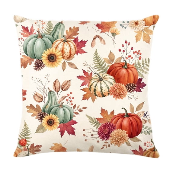 Fall Pumpkin Throw Pillow Covers 18"x18", Single Fall Decorative Cushion Case with Autumn Harvest Design for Sofa Couch Home Decor, Without Insert,C