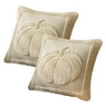 thumbnail image 1 of Fall Pumpkin Throw Pillow Covers, 18x18 Inch Autumn Thanksgiving Harvest Decoration Soft Plush Faux Fur Jacquard Cushion Case for Sofa Couch Set of 2, 1 of 5