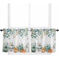 thumbnail image 1 of Fall Pumpkin Tier Curtains, Thanksgiving Watercolor Green Eucalyptus Leaf Rod Pocket Kitchen Tier Curtains 2 Panels, Farmhouse Small Window Treatment Tiers for Bathroom Cafe, 27.5x36, 1 of 5