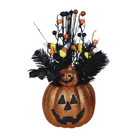 Fall Pumpkin Topiary Tree with Flowers Artificial Autumn Harvest Thanksgiving Decorations Floral Centerpiece Table Mantel Shelf Farmhouse Prop，Gold