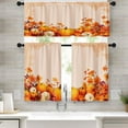 thumbnail image 1 of Fall Pumpkin Vintage Kitchen Window Curtains Valance and Tier Set 36 Inch, Autumn Orange Leaves 3 Piece Window Treatment Tiers for Living Room Bedroom Kitchen Decor Drapes, 1 of 6