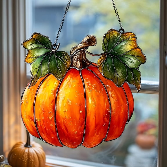 Fall Pumpkin Wavy Acrylic Window Hanging, Halloween Faux Wavy Acrylic Suncatcher, Cozy Autumn Home Decor Gift Idea, Autumn Porch Decor