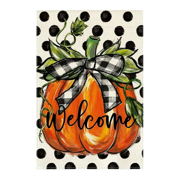 Pumpkin Garden Flag 12"X18" Fall Pumpkin & Flag Leaves Decorative