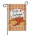 thumbnail image 1 of Fall Pumpkin Welcome Fall Garden Flag for Outside 12x18 Inch Double Sided Buffalo Plaid Autumn Garden Flags - Thanksgiving Harvest Decoration Burlap Yard Flag for Outdoor Holiday Festivities, 1 of 5