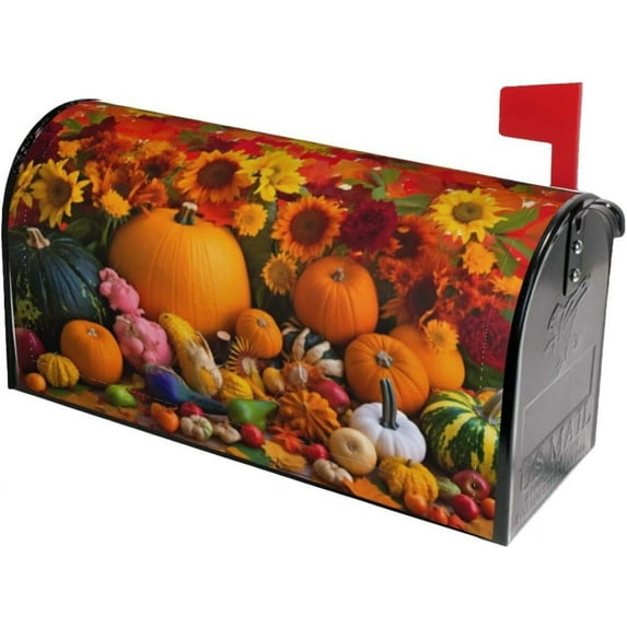 Fall Pumpkin Welcome Magnetic Mailbox Cover, Mailbox Wrap Decorative for Garden Yard Home 21x18 in