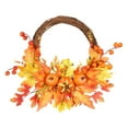 thumbnail image 1 of Fall Pumpkin Wreath for Front Door, Farmhouse Autumn Decor with Bow, Thanksgiving And Halloween Themed Wreath, Indoor And Outdoor Use, Rustic Design for Home And , 1*Maple Leaf Pumpkin Door Hanging, 1 of 9