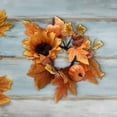 thumbnail image 1 of Fall Pumpkin and Sunflower Candle Rings Wreaths 10 Inch Center Small Wreaths for Pillar Candles Autumn Harvest Festival Tabletop Decor, 1 of 7