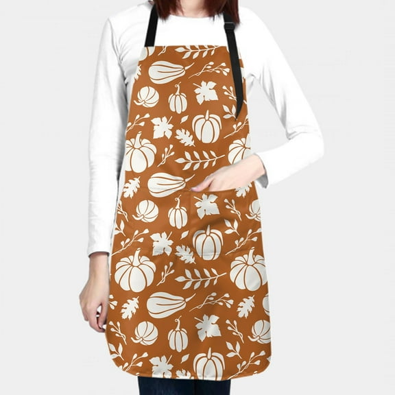 Fall Pumpkins Adjustable Apron with 2 Pockets for Women Men Thanksgiving Chef Bib for Cooking Garden Painting