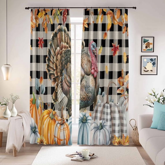 Fall Pumpkins Blackout Curtains for Bedroom/Living Room, Pinch Pleated ...