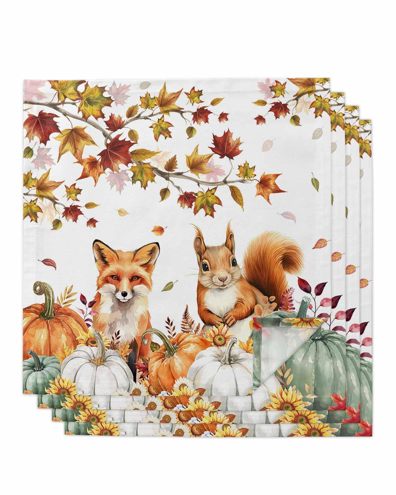 Fall Pumpkins Cloth Napkins Set of 4 Reusable Dinner Napkins ...