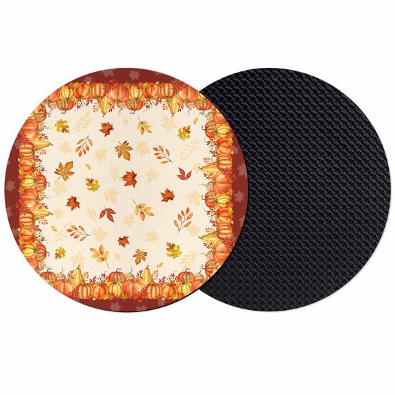 Fall Pumpkins Coasters Set of 2, Absorbent Coasters for Drinks, Thanksgiving Farmhouse Orange Maple Leaf Coaster for Desk Coffee Table Protection, Home Decor House Warming Gifts 4"