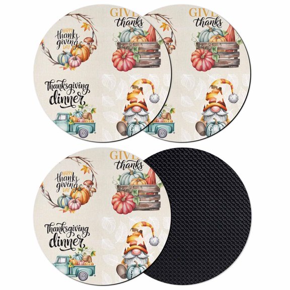Fall Pumpkins Coasters Set of 4, Absorbent Coasters for Drinks, Thanksgiving Autumn Gnomes Truck Leaf Coaster for Desk Coffee Table Protection, Home Decor House Warming Gifts 4"