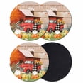 thumbnail image 1 of Fall Pumpkins Coasters Set of 4, Absorbent Coasters for Drinks, Thanksgiving Gnomes Truck Autumn Maple Barn Coaster for Desk Coffee Table Protection, Home Decor House Warming Gifts 4", 1 of 8
