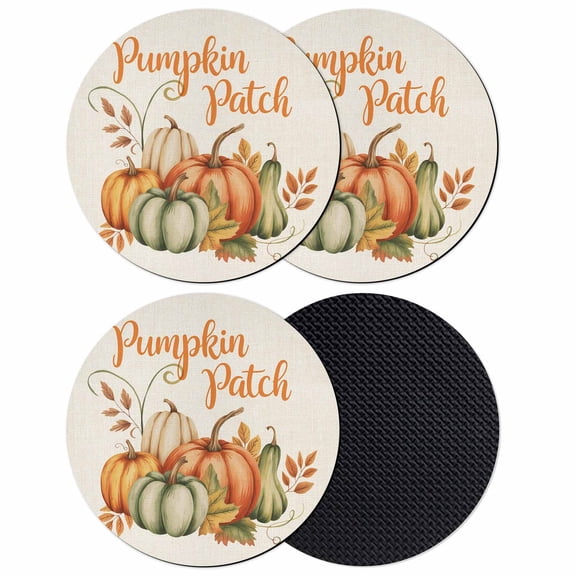 Fall Pumpkins Coasters Set of 4, Absorbent Coasters for Drinks, Thanksgiving Vintage Country Harvest Leaf Coaster for Desk Coffee Table Protection, Home Decor House Warming Gifts 4"