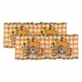 thumbnail image 1 of Fall Pumpkins Curtain Valances for Windows, Kitchen Valance Window Treatments Panel 2 Pack, Thanksgiving Sunflowers Rustic Orange Plaid Rod Pocket Short Curtains for Bathroom Bedroom 42 x 18 Inch, 1 of 8