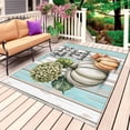 thumbnail image 1 of Fall Pumpkins Flowers Outdoor Rug for Patio/Deck/Porch, Non-Slip Large Area Rug 4 x 6 Ft, Thanksgiving Turquoise Farmhouse Plank Indoor Outdoor Rugs Washable Area Rugs, Camping Rug Carpet Runner, 1 of 8