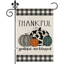 Fall Pumpkins Garden Flag Autumn Welcome Thanksgiving Buffalo Check Fall Yard Flag Farmhouse Double Sided Lattice Vertical Outdoor Decor 12 x 18 In