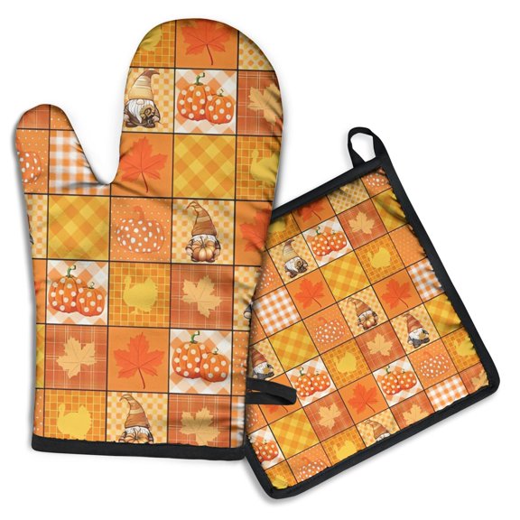 2-Piece Fall Pumpkins Gnomes Kitchen Linen Sets