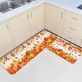 thumbnail image 1 of Fall Pumpkins Kitchen Mat Set 2 Pcs, Thanksgiving Orange Yellow Non Slip Kitchen Rugs and Mats, Red Maple Leaves Washable Kitchen Runner Rug Sets for Hallway Laundry Decor, 17"x30"+17"x47", 1 of 6