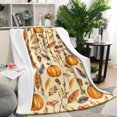 thumbnail image 1 of Fall Pumpkins Leaves Mushrooms Pattern Blanket,Comfortable Soft Lamb Wool Throw Blanket,All Season,Warm Lightweight Blankets for Sofa Bed Couch Living Room Chair,50"x60", 1 of 4
