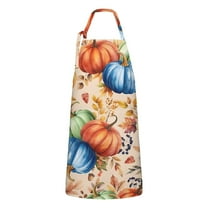 Fall Pumpkins Leaves Pattern Apron-Garden Aprons for Women with Pockets-Cotton Linen Waterproof Kitchen Cooking Gardening Aprons Adjustable for Kitchen,Cooking,BBQ and Salon 33"x27"